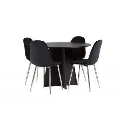 Rundt Spisebordssæt Bootcut med stole Polar - Sort