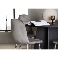 Rundt Spisebordssæt Bootcut med stole Eva - Sort og Lysegrå