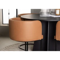 Rundt Spisebordssæt Bootcut med stole Simrishamn - Sort og Brun