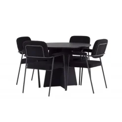 Rundt Spisebordssæt Bootcut med stole Yesterday - Sort