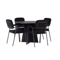 Rundt Spisebordssæt Bootcut med stole Yesterday - Sort