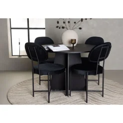 Rundt Spisebordssæt Bootcut med stole Stella - Sort