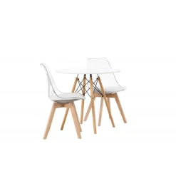 Rundt Spisebordssæt Danburi med Edvin stole - Transparent og Hvid