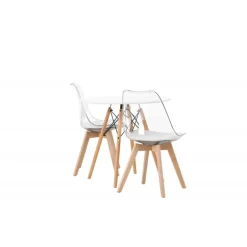 Rundt Spisebordssæt Danburi med Edvin stole - Transparent og Hvid