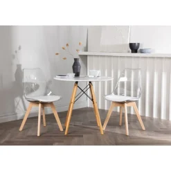 Rundt Spisebordssæt Danburi med Edvin stole - Transparent og Hvid