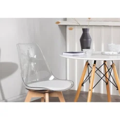Rundt Spisebordssæt Danburi med Edvin stole - Transparent og Hvid