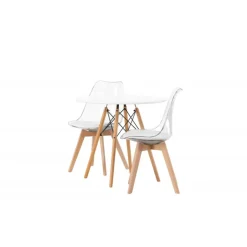 Rundt Spisebordssæt Danburi med Edvin stole - Transparent og Hvid