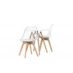 Rundt Spisebordssæt Danburi med Edvin stole - Transparent og Hvid