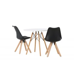 Rundt Spisebordssæt Danburi med Zeno stole - Sort og Hvid