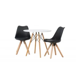 Rundt Spisebordssæt Danburi med Zeno stole - Sort og Hvid
