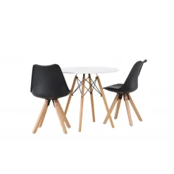 Rundt Spisebordssæt Danburi med Zeno stole - Sort og Hvid