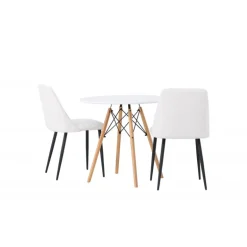 Rundt Spisebordssæt Danburi med stole Night - Hvid