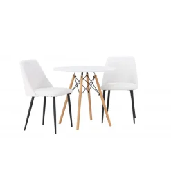 Rundt Spisebordssæt Danburi med stole Night - Hvid