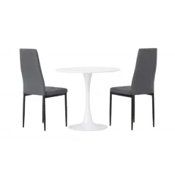 Rundt Spisebordssæt Hamden med 2 stole Petra