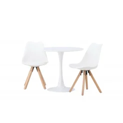 Rundt Spisebordssæt Hamden med 2 stole Zeno