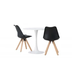 Rundt Spisebordssæt Hamden med 2 stole Zeno