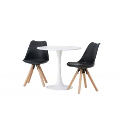 Rundt Spisebordssæt Hamden med 2 stole Zeno