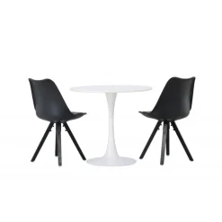 Rundt Spisebordssæt Hamden med 2 stole Zeno