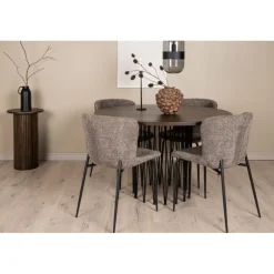 Rundt Spisebordssæt i Sten - Beige og Mocca