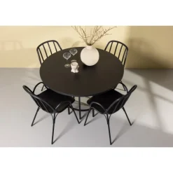 Rundt Spisebordssæt København med Dyron stole - Sort
