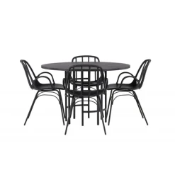 Rundt Spisebordssæt København med Dyron stole - Sort
