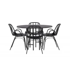 Rundt Spisebordssæt København med Dyron stole - Sort
