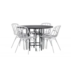 Rundt Spisebordssæt København med Dyron stole - Sort og Gråbeige