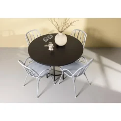 Rundt Spisebordssæt København med Dyron stole - Sort og Gråbeige