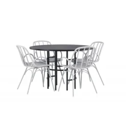 Rundt Spisebordssæt København med Dyron stole - Sort og Gråbeige