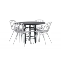 Rundt Spisebordssæt København med Dyron stole - Sort og Gråbeige