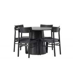 Rundt Spisebordssæt Lanzo med Montros stole - Sort