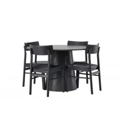 Rundt Spisebordssæt Lanzo med Montros stole - Sort