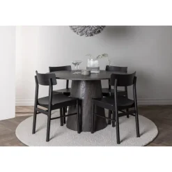 Rundt Spisebordssæt Lanzo med Montros stole - Sort