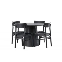 Rundt Spisebordssæt Lanzo med Montros stole - Sort
