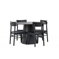 Rundt Spisebordssæt Lanzo med Montros stole - Sort
