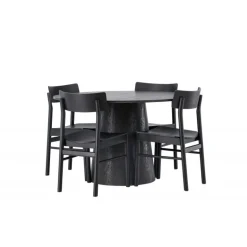 Rundt Spisebordssæt Lanzo med Montros stole - Sort