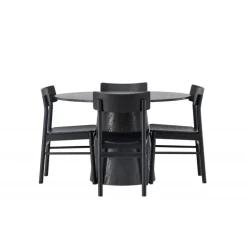 Rundt Spisebordssæt Lanzo med Montros stole - Sort