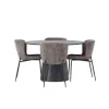 Rundt Spisebordssæt Lanzo med stole Modesto - Sort og Mørkegrå