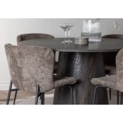 Rundt Spisebordssæt Lanzo med stole Modesto - Sort og Mørkegrå