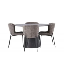 Rundt Spisebordssæt Lanzo med stole Modesto - Sort og Mørkegrå
