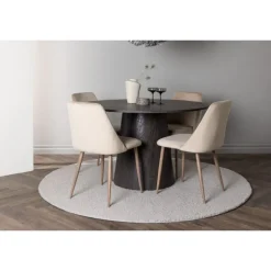 Rundt Spisebordssæt Lanzo med stole Night - Sort og Brun