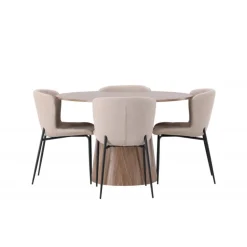 Rundt Spisebordssæt Lanzo med stole Modesto