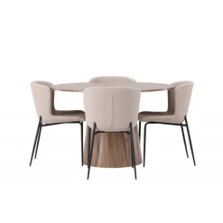 Rundt Spisebordssæt Lanzo med stole Modesto