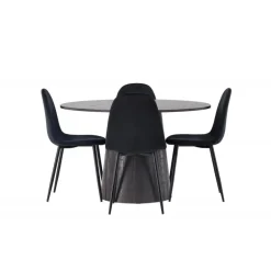 Rundt Spisebordssæt Lanzo med stole Polar - Sort