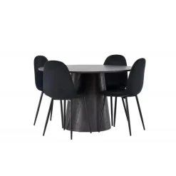 Rundt Spisebordssæt Lanzo med stole Polar - Sort