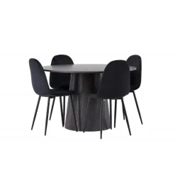 Rundt Spisebordssæt Lanzo med stole Polar - Sort