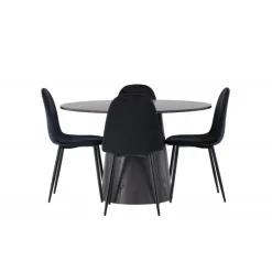 Rundt Spisebordssæt Lanzo med stole Polar - Sort