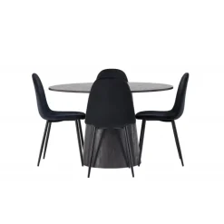 Rundt Spisebordssæt Lanzo med stole Polar - Sort