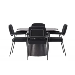 Rundt Spisebordssæt Lanzo med stole Yesterday - Sort