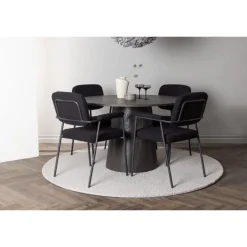 Rundt Spisebordssæt Lanzo med stole Yesterday - Sort